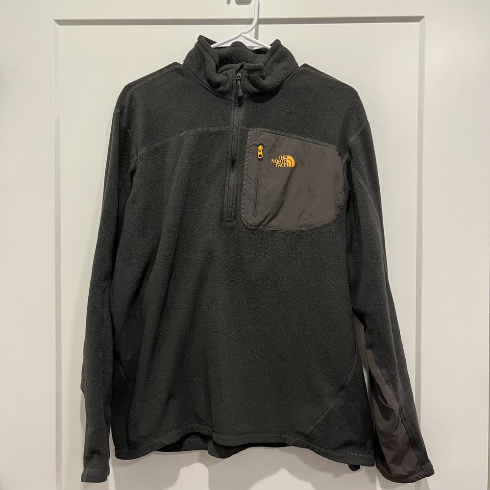 The North Face Mens TKA 100 Glacier Quarter Zip Fleece Pullover Grey Large